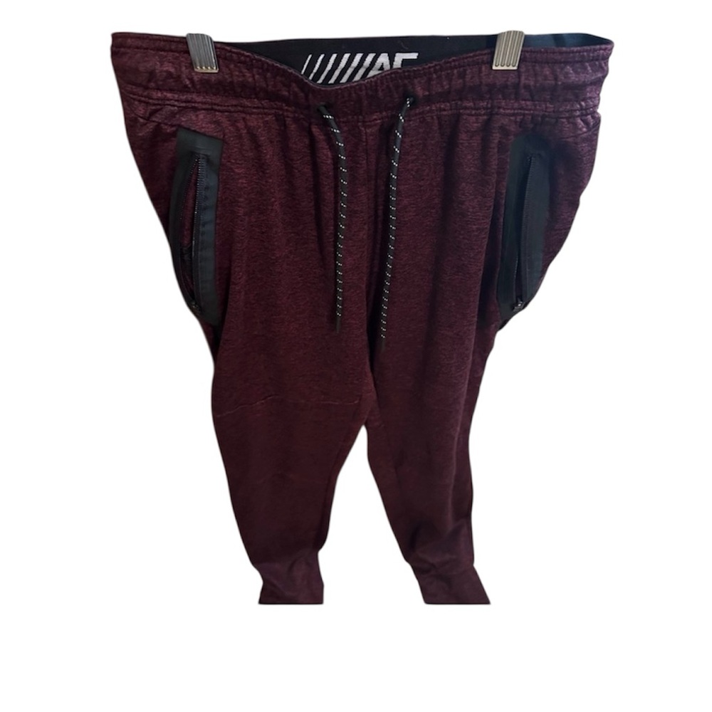 American Eagle Burgundy Joggers with Black Details